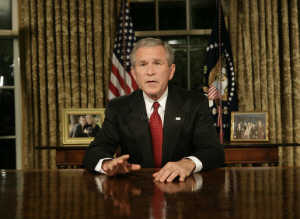 President Bush speaking from the Oval Office