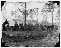 Civil War camp by creekside