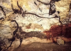 Cave painting of bull at Lascaux, France