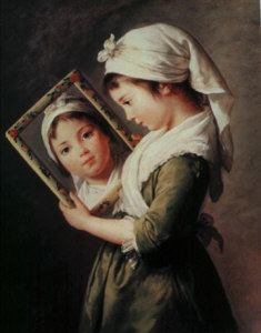 Little girl looking in a mirror, painting by Elizabeth Louise Vigee le Brun