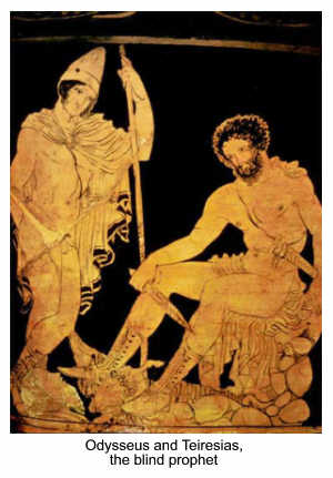 Odysseus and Teirseias, the blind prophet