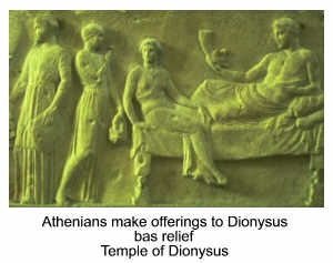 Athenians make offerings to Dionysus, bas relief, Temple of Dionysus