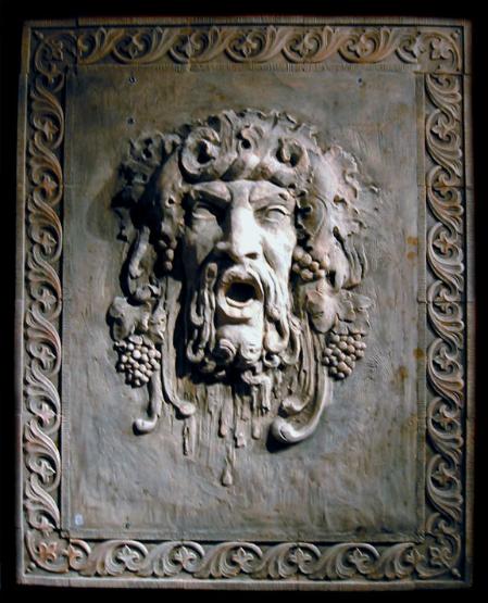 bas relief of Dionysus' head