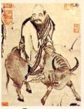 Lao Tsu riding on a water buffalo