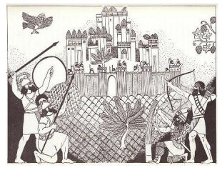 Babylonians seiging a city gate